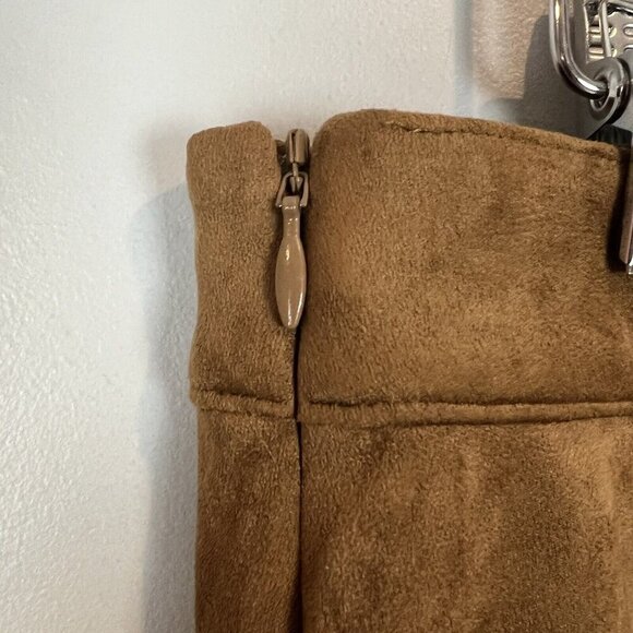 J. Jill Faux Suede Fixed Wrap Knee Length Skirt in Acorn Brown Medium Petite MP - Picture 5 of 11